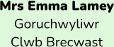 Mrs Emma Lamey Goruchwyliwr  Clwb Brecwast